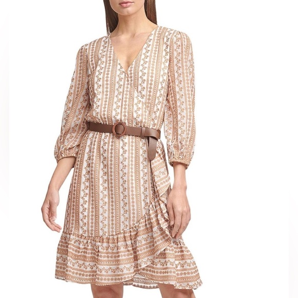 Calvin Klein Embroidered Wrap Dress - Picture 1 of 9